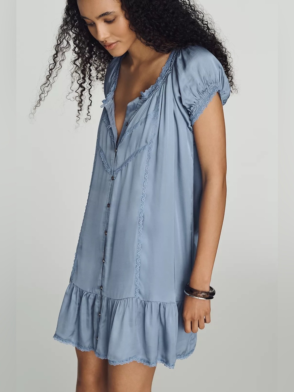 NWT Anthropology Amber Short-Sleeve Silken Mini Dress